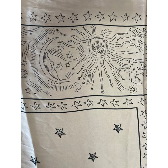Celestial Printed SILKY Scarf Baby Pink Pale Pink MOON STARS BOHO FEMININE - Picture 2 of 3